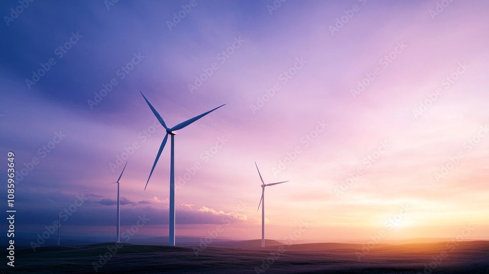 Scene is serene and peaceful, as the turbines are surrounded by nature Scene is serene and peaceful, as the turbines are surrounded by nature