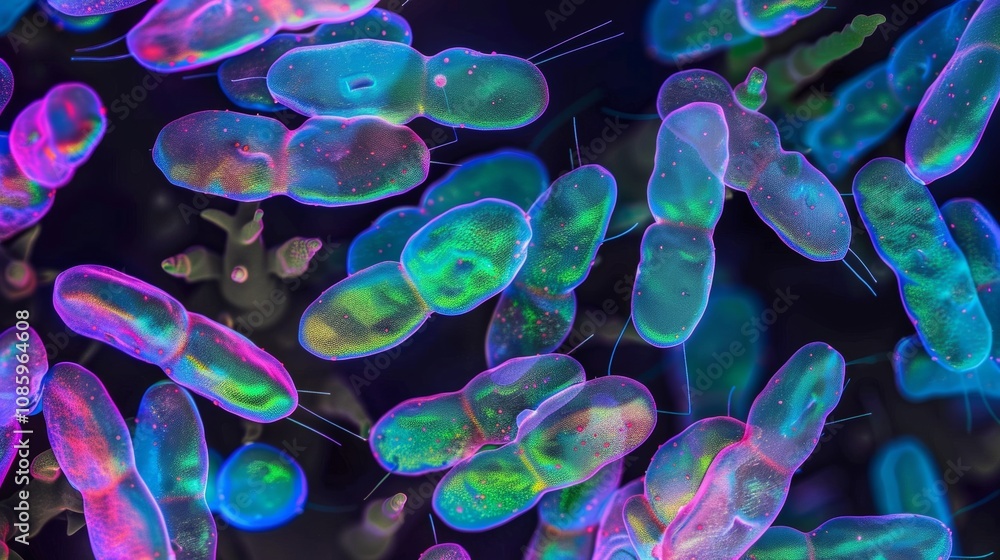 Intricate artistic depiction of pseudomonas aeruginosa bacteria in a microscopic environment Intricate artistic depiction of pseudomonas aeruginosa bacteria in a microscopic environment