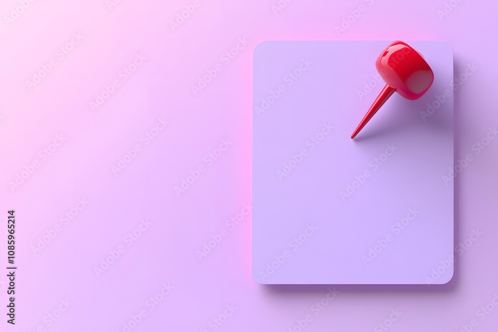 Blank Purple note paper with Red Push Pin, Displayed on a Soft Purple Background with Copy space. Reminder, Office, Notice. Business Wallpaper, Message, Promo. Blank Purple note paper with Red Push Pin, Displayed on a Soft Purple Background with Copy space. Reminder, Office, Notice. Business Wallpaper, Message, Promo.