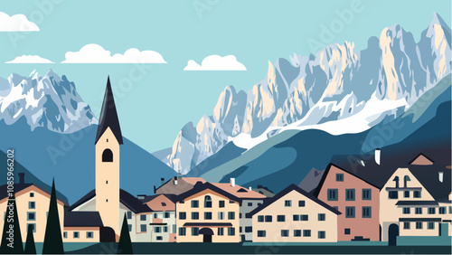 Snow-Capped Peaks Over Cortina d'Ampezzo