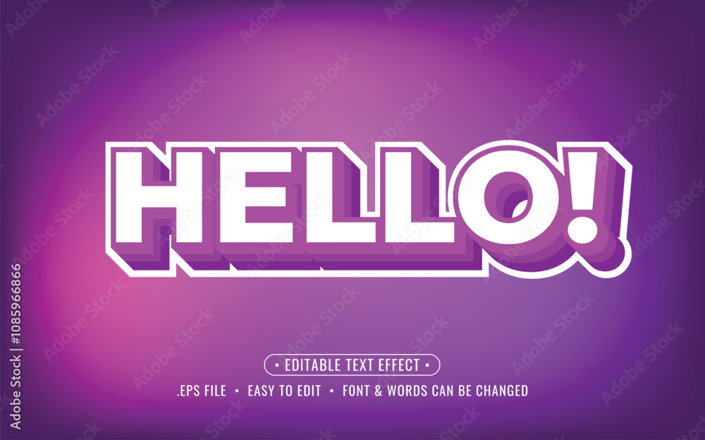 Editable 3D Text Hello on Purple Background Editable 3D Text Hello on Purple Background