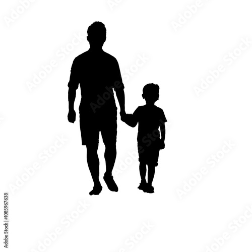 Father and son walking Silhouette