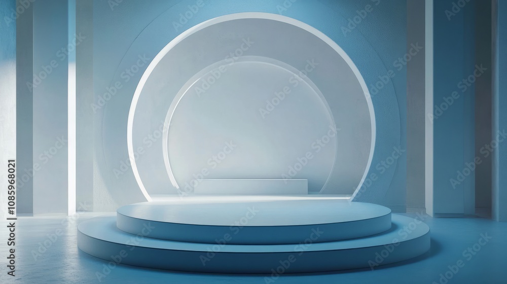 3d rendered abstract pedestal backdrop podium with arch