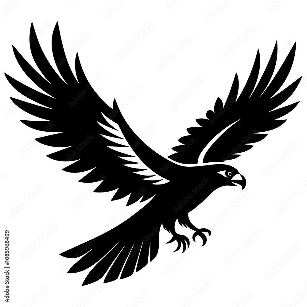 Obraz premium Majestic Hawk in Flight vector silhouette 