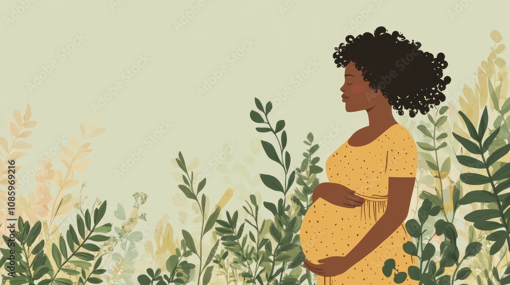Peaceful Pregnant Woman in Floral Setting Embraces Motherhood Serenity and Nature Peaceful Pregnant Woman in Floral Setting Embraces Motherhood Serenity and Nature