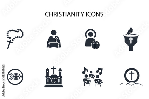 Christianity icon set.vector.Editable stroke.linear style sign for use web design,logo.Symbol illustration.