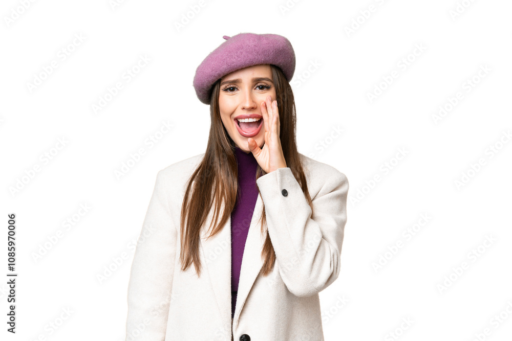 Young beautiful woman over isolated chroma key background shouting with mouth wide open Young beautiful woman over isolated chroma key background shouting with mouth wide open