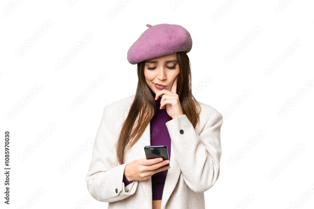 Young beautiful woman over isolated chroma key background thinking and sending a message Young beautiful woman over isolated chroma key background thinking and sending a message