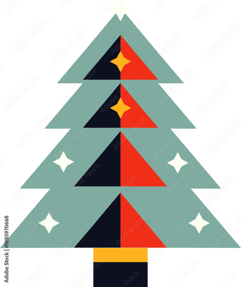 Obraz premium Christmas Tree Geometric Folk Sign Holiday Xmas New Year