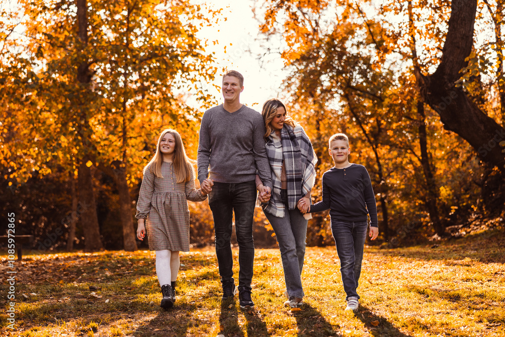 Portrait Of Family In Autumn Park Portrait Of Family In Autumn Park
