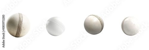 A set of White Cricket ball cut out isolated on a transparent background