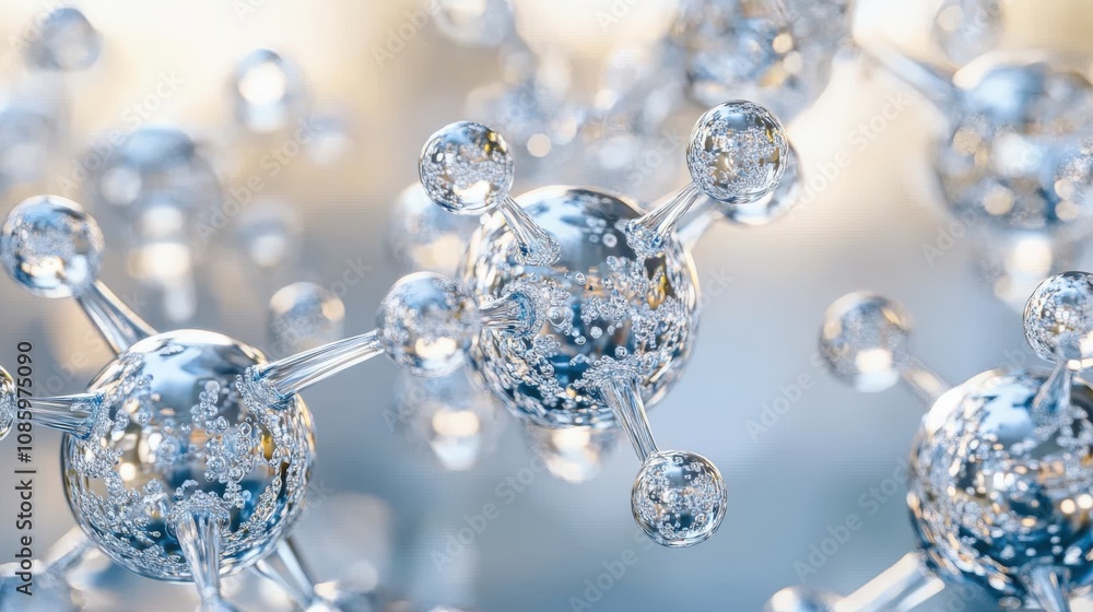 A Close-Up of a Molecular Structure with Bubbling Spheres A Close-Up of a Molecular Structure with Bubbling Spheres