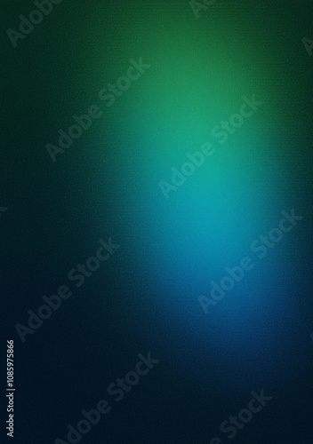 Dark green blue glowing grainy gradient background noise texture backdrop, vertical background, copy space