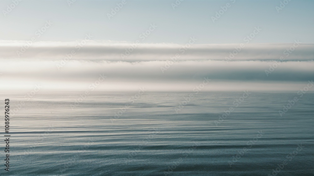 Fototapeta premium Atmospheric Horizon: An ethereal scene unfolds, the sky and sea merge in soft, blurred strokes of color, evoking a sense of tranquility and boundless space.