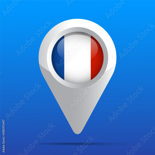 Free Download France Flag Map Icon. Glossy icon. 3D - GFXLoad