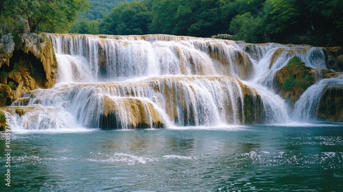 A large waterfall with flowing water, perfect for nature and travel images