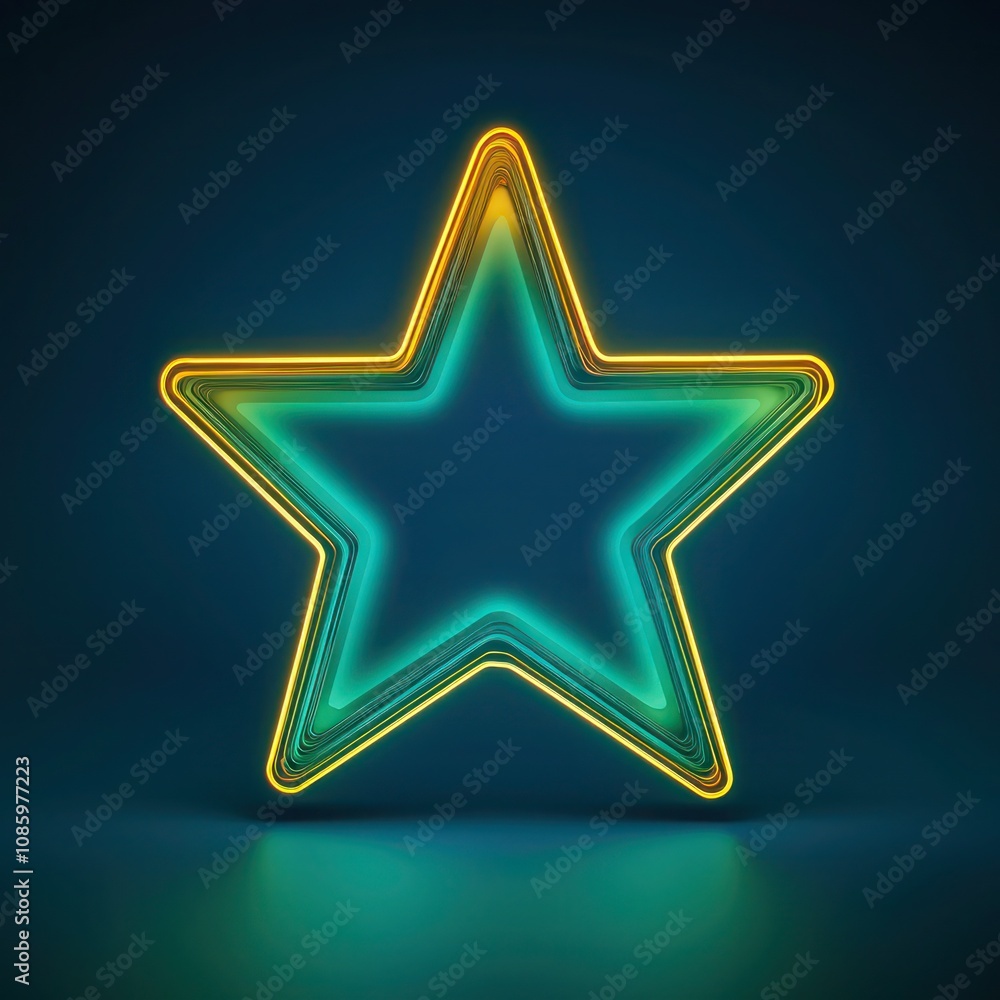 A Christmas star with a gradient glow from neon teal to neon yellow, softly highlighted on a midnight blue background, creating a unique holiday theme A Christmas star with a gradient glow from neon teal to neon yellow, softly highlighted on a midnight blue background, creating a unique holiday theme