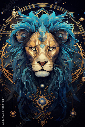 Zodiac sign - Leo. Middle of the Solar system. 