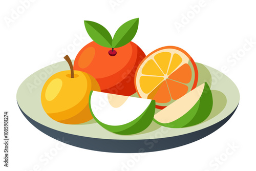 Elegant Minimalist Fruit Plate with Sliced Apples and Oranges – Modern Design for a Fresh Touch