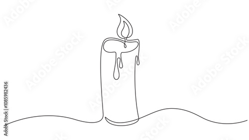 candle one line drawing