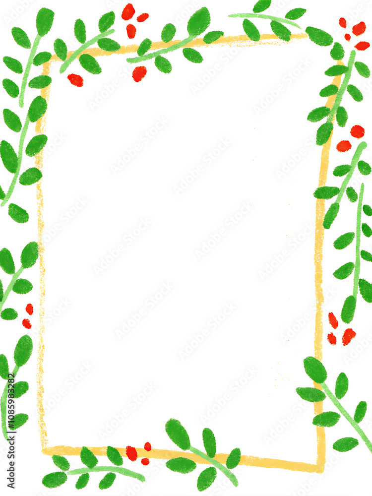 Rectangular frame with green leaves and eucalyptus branches with empty space inside, watercolor painting Rectangular frame with green leaves and eucalyptus branches with empty space inside, watercolor painting