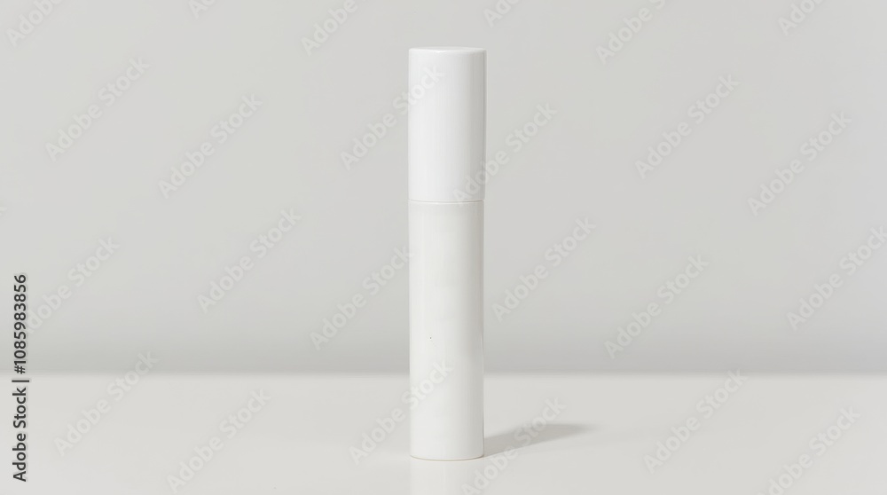 A minimalist image of a blank mockup sleek bottle of split end repair serum against a plain background, emphasizing its design and effectiveness. A minimalist image of a blank mockup sleek bottle of split end repair serum against a plain background, emphasizing its design and effectiveness.