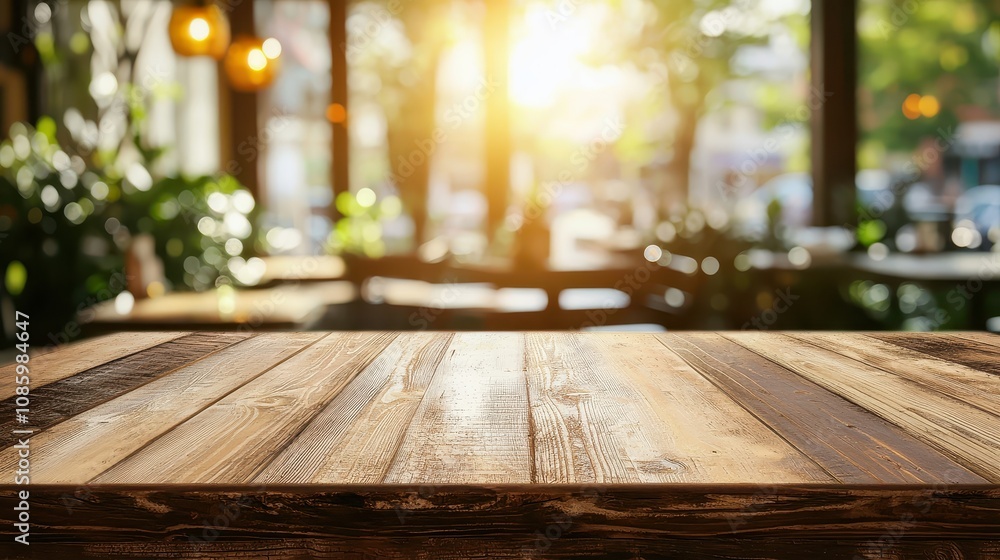 Empty rustic wood table with blurred soft light in a restaurant, ideal for product display and business presentation. Empty rustic wood table with blurred soft light in a restaurant, ideal for product display and business presentation.