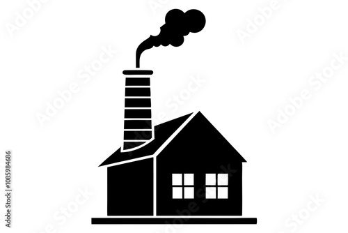 Chimney with Smoke Icon Silhouette Winter Illustration Design for Seasonal Vibes