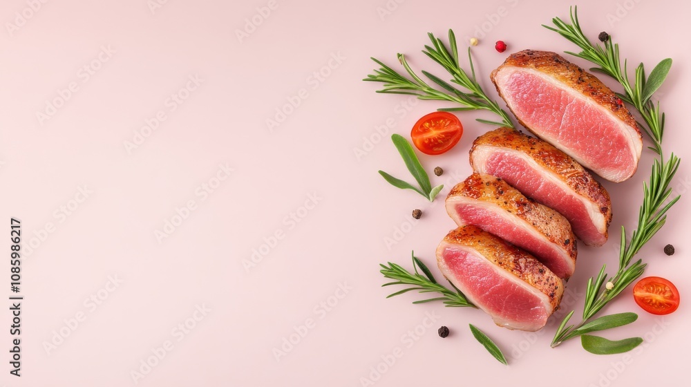 Sliced Duck Breast with Crispy Skin and Herbs Sliced Duck Breast with Crispy Skin and Herbs