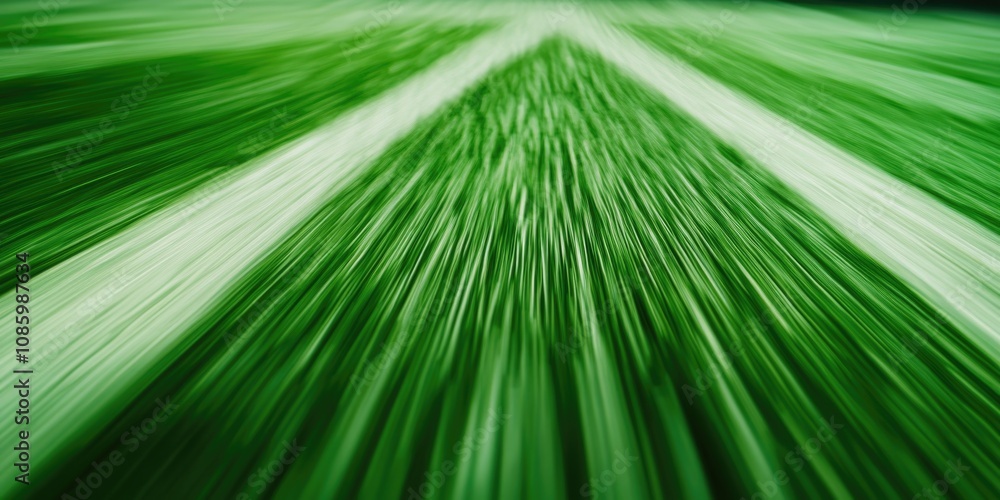 Fototapeta premium A blurred image of a green field with white lines, possibly for sports or recreation