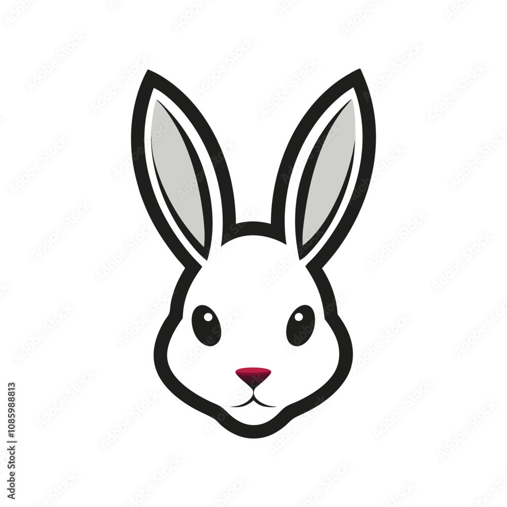 Obraz premium Rabbit head color icon graphic isolated sketch illustration on white background.