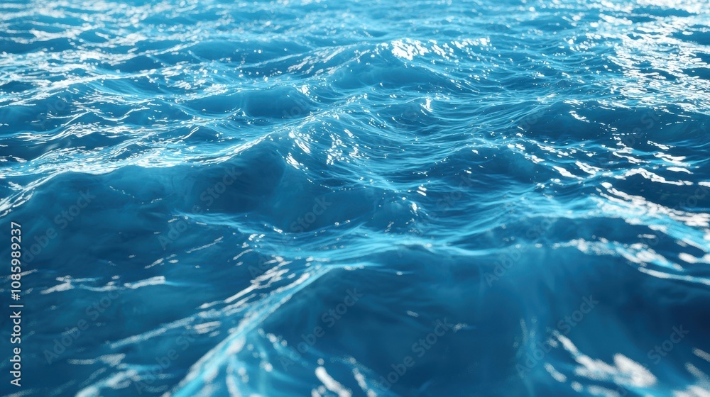 Obraz premium Blue sea water texture, highlighting the tranquil and refreshing quality of the ocean.