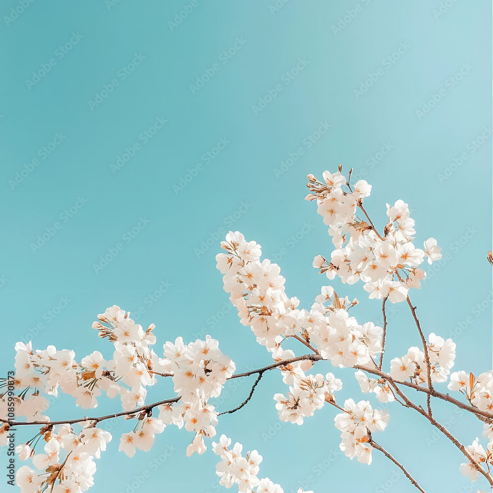 white cherry blossoms against a bright blue sky, adding an elegant touch to nature white cherry blossoms against a bright blue sky, adding an elegant touch to nature