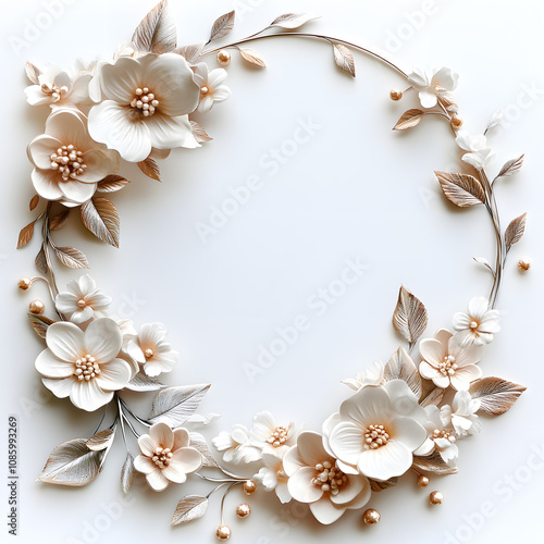 elegant and classy looking floral frame on white background