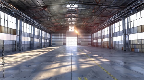 Bright Empty Industrial Warehouse