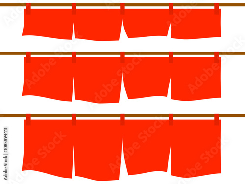 飲食店の暖簾パーツセットB：赤