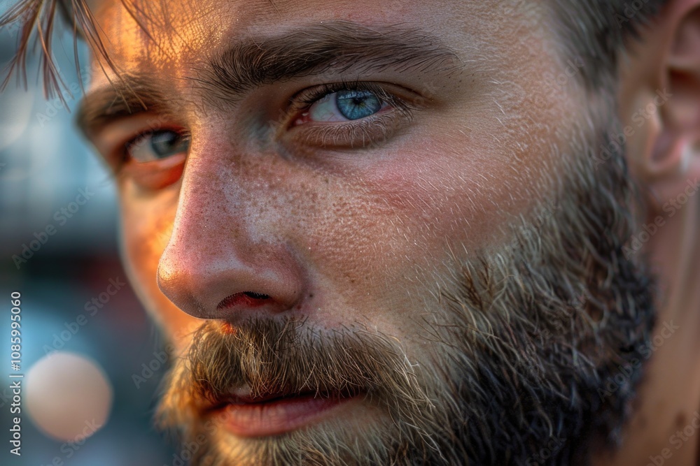 Obraz premium Portrait of a man with a full beard, looking directly at the camera
