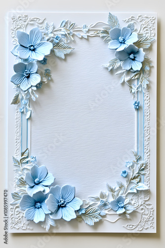 baby blue pastel floral boarder that is thin and leaves plenty of room for text in the middle of the card photo