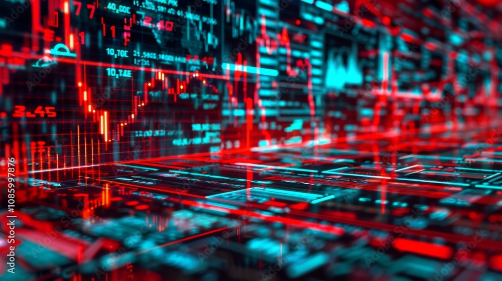Fototapeta premium Downtrend in Stock Market Prices with a Financial and Investment Theme