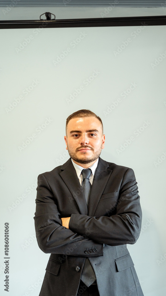 Confident Professional in Business Suit for Corporate Setting