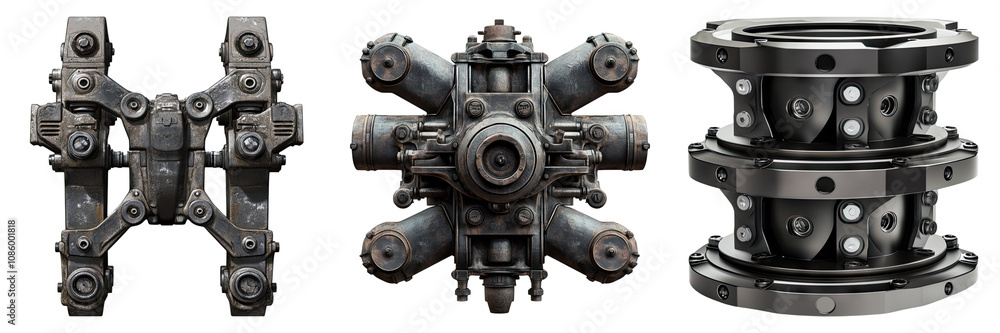 Engine mounts isolated on transparent background, Set of Engine mounts isolated on transparent background, Set of
