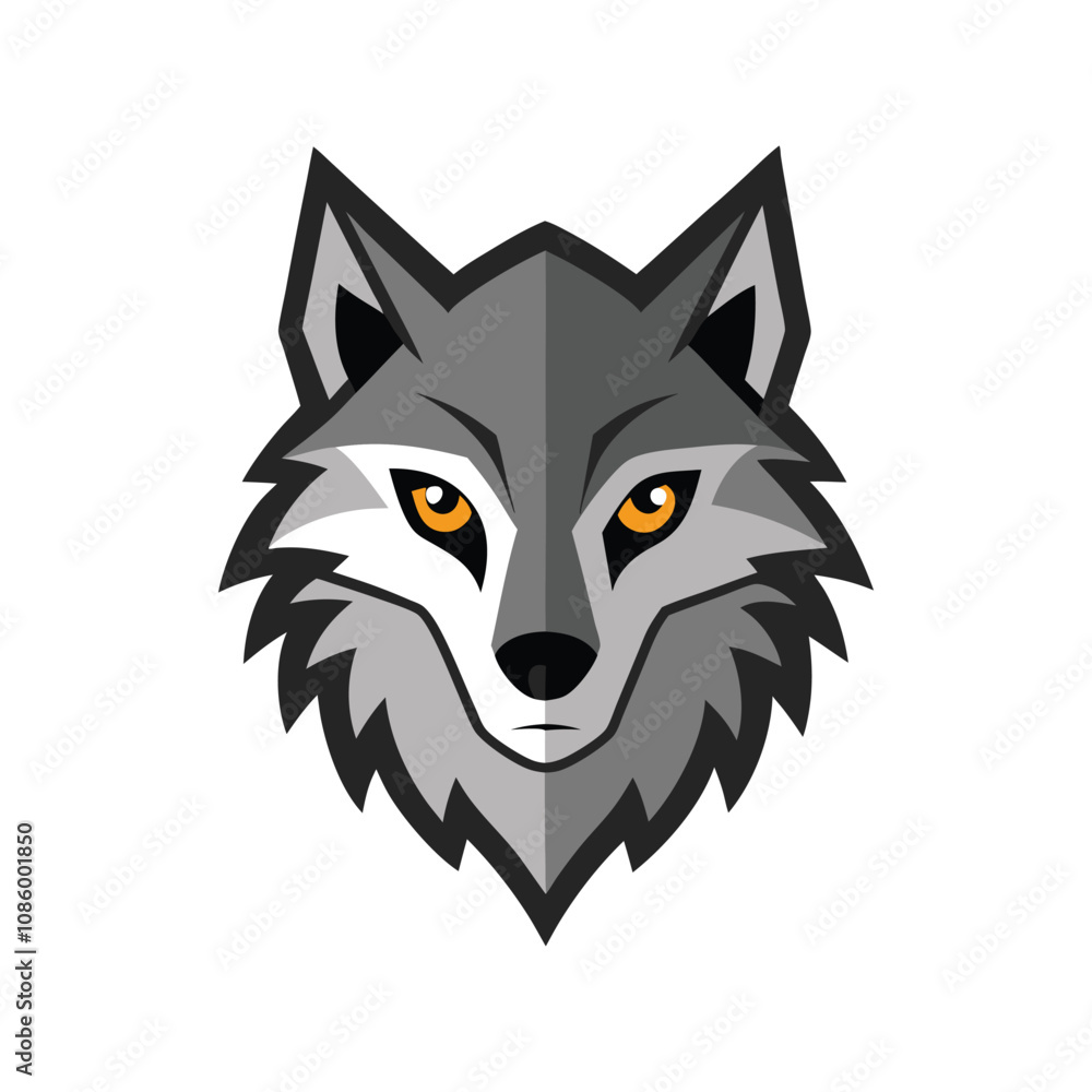 Fototapeta premium Wolf head color icon line out vector illustration design on white background. 