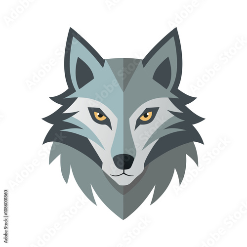 Wolf head color icon line out vector illustration design on white background.	