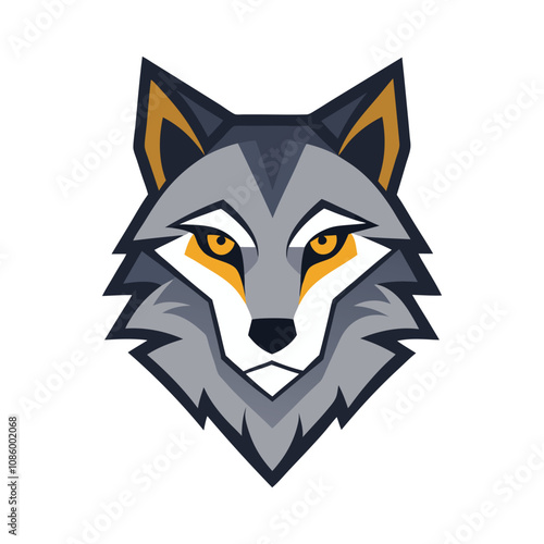 Wolf head color icon line out vector illustration design on white background.	