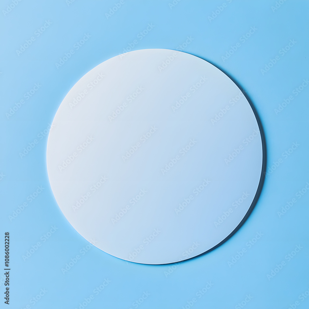 Fototapeta premium Layout of a round sticker on a soft blue background