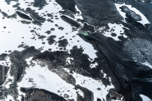 Aerial View of Iceland’s South Coast, Ice and Rock Patterns photo