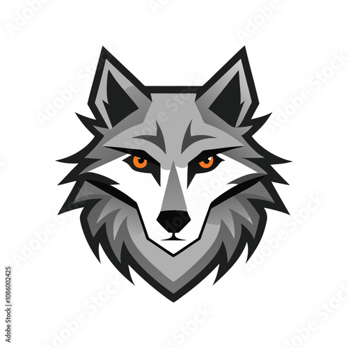 Wolf head color icon line out vector illustration design on white background.	