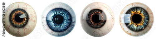 Eye ball isolated on transparent background, Set of photo