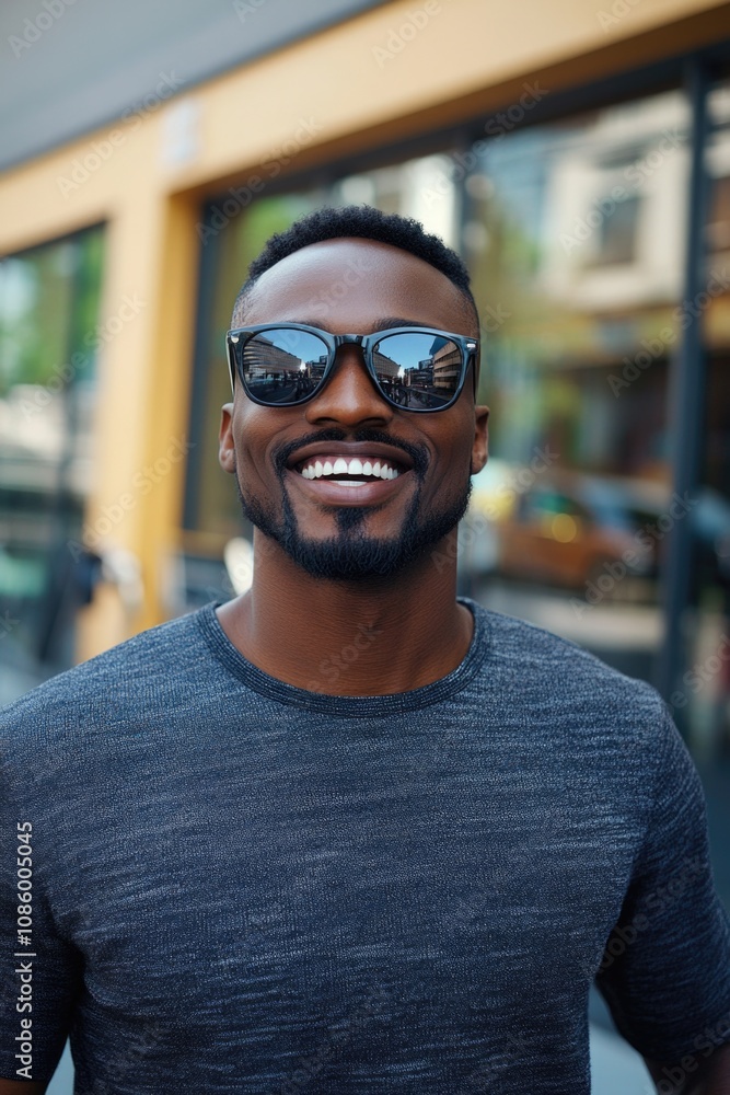 A person wearing sunglasses stands in front of a building, good for use in various scenarios where a simple outdoor scene is needed A person wearing sunglasses stands in front of a building, good for use in various scenarios where a simple outdoor scene is needed