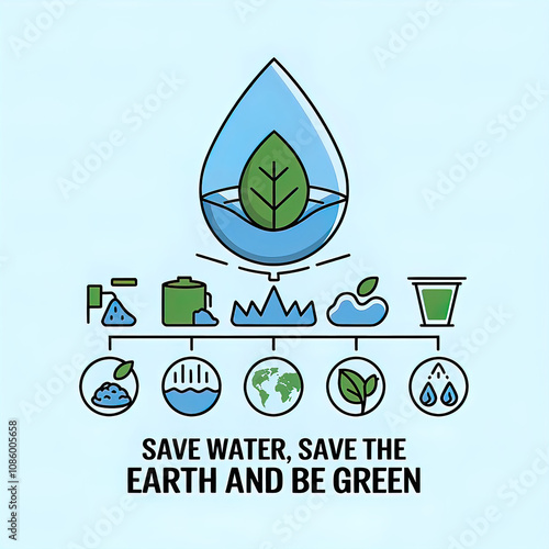 Vector illustration, infographic concept of water saving tips icon. Save water, save earth and be green, environmental protection campaign concept. photo